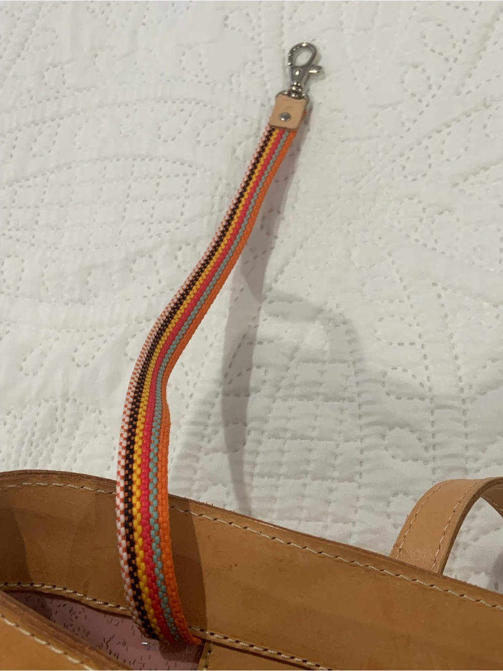 Consuela Shiny Gold Tote with Tan Trim - Picture 13 of 14